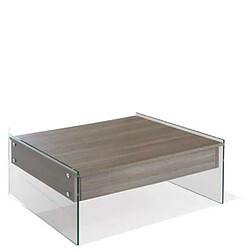 Inside 75 Table basse relevable BELLA 80x80cm coloris noyer piétement en verre 