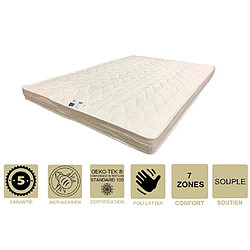 Provence Literie Lot de 2 Matelas Souple avec Latex Naturel + 2 Alèses 90x190 x 10 cm - 7 zones de Confort - Ame Poli Lattex HD Haute Résilience - Hypoallergénique 