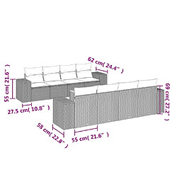 Avis vidaXL Salon de jardin avec coussins 9 pcs beige résine tressée