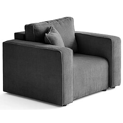 Bestmobilier Topaze - fauteuil en velours côtelé plat Topaze - fauteuil en velours côtelé plat - Gris