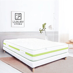 LUXURY LITERIE Sommier tapissier 160x200, blanc, Gamme Prestige Hôtel, bois massif + pieds offerts