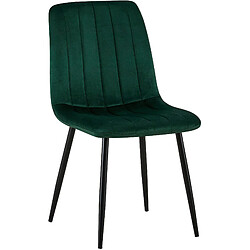 Decoshop26 Chaise de salle à manger x1 coutures décoratives verticales assise en velours vert pieds en métal noir 10_0002200 