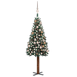 vidaXL Sapin de Noël mince pré-éclairé et boules vert 150 cm 