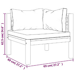 vidaXL Canapé d'angle sectionnel et coussin blanc crème Bois d'acacia pas cher