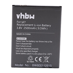 vhbw Li-Ion Batterie 2500mAh (3.8V) pour téléphone portable Smartphone Timmy M7 Octa-Core-Smartphone MTK6592 comme M7.