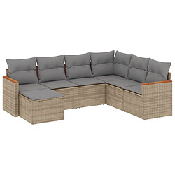 vidaXL Salon de jardin avec coussins 7 pcs beige résine tressée