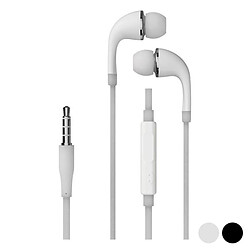 Totalcadeau Casque bouton avec coussinets avec microphone (3.5 mm) Couleur - Blanc pas cher