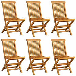 Avis Maison Chic Lot de 6 Chaises de jardin,Fauteuil d'extérieur avec coussins bleu clair Bois de teck -MN41624