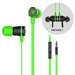 Wewoo Ecouteurs Casque de jeu 3,5 mm avec microphone Stéréo magnétique câblé dans l'oreille micro (vert) 