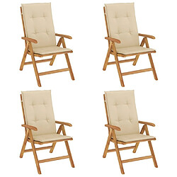 Maison Chic Lot de 4 Chaises de jardin inclinables,Fauteuil d'extérieur bois massif teck -MN95361