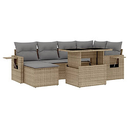 vidaXL Salon de jardin avec coussins 7 pcs beige résine tressée