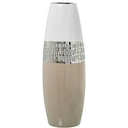 Vase Alexandra House Living Blanc Beige Céramique 11 x 11 x 33 cm