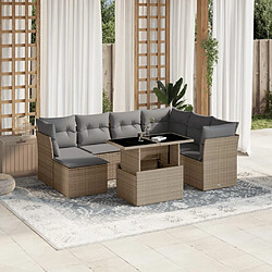 vidaXL Salon de jardin avec coussins 8 pcs beige résine tressée 