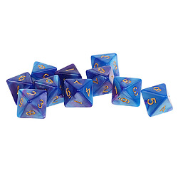 Avis 10pcs 8 sided dés d8 dés poliédrique pour les jeux de table des donjons et des dragons bleu violet