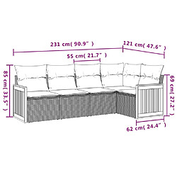 Avis vidaXL Salon de jardin 5 pcs avec coussins noir résine tressée