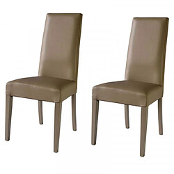 Dansmamaison Duo de chaises en similicuir Taupe - VENISE