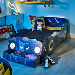 Batman Batmobile - Lit lumineux pour enfants avec rangement, pour matelas 140cm x 70cm pas cher