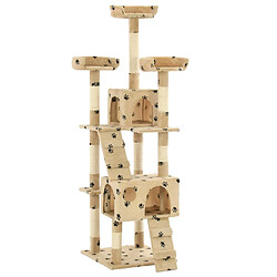 vidaXL Arbre à chat et griffoirs en sisal 170 cm Beige Motif de pattes