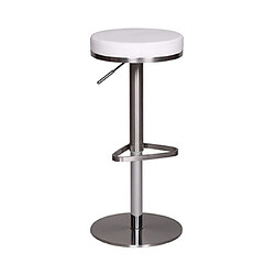 Mes Tabouret de bar rond réglable en hauteur 38x38x57/82 cm en PU blanc 