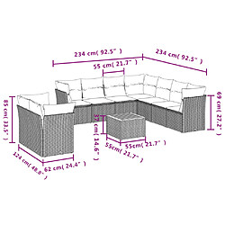 vidaXL Salon de jardin 11 pcs avec coussins noir résine tressée pas cher