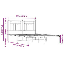 vidaXL Cadre de lit métal sans matelas avec tête de lit noir 140x190cm pas cher