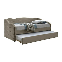 Acheter Vente-Unique Lit banquette gigogne 2 x 90 x 190 cm - Velours - Taupe + Matelas - LENVIA