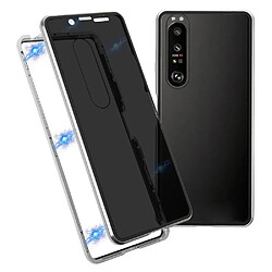 Bumper en métal à adsorption magnétique anti-peep argent pour votre Sony Xperia 1 III 5G