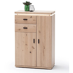 Pegane Commode de rangement en bois chêne sombre bianco - L.75 x H.111 x P.38 cm 