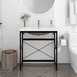 vidaXL Cadre de lavabo de salle de bain vasque à encastrer Noir Fer 