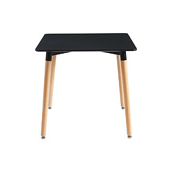 Vente-Unique Table à manger 2 personnes en MDF et hêtre - Noir - CARISELA