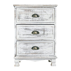 Mobili Rebecca Commode Meuble 3 Tiroirs Bois Blanc Vintage Shabby 63x45x30