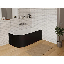 Vente-Unique Baignoire d'angle - 240L - 170 x 75 x 58 cm - Noir brillant - Angle droit - ANIKA