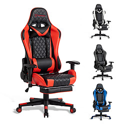 Fauteuil gamer Foxsport,Chaise de Jeu chaise gaming inclinable avec repose-pieds télescopique,chaise de bureau gamer, Accoudoirs 2D,appui-tête et support lombaire reglables,Rouge & noir