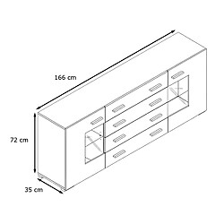 Avis Mpc Buffet Design Blanc Mat Et Crème Laqué Avec LED Bleu (hxlxp): 72 X 166 X 35