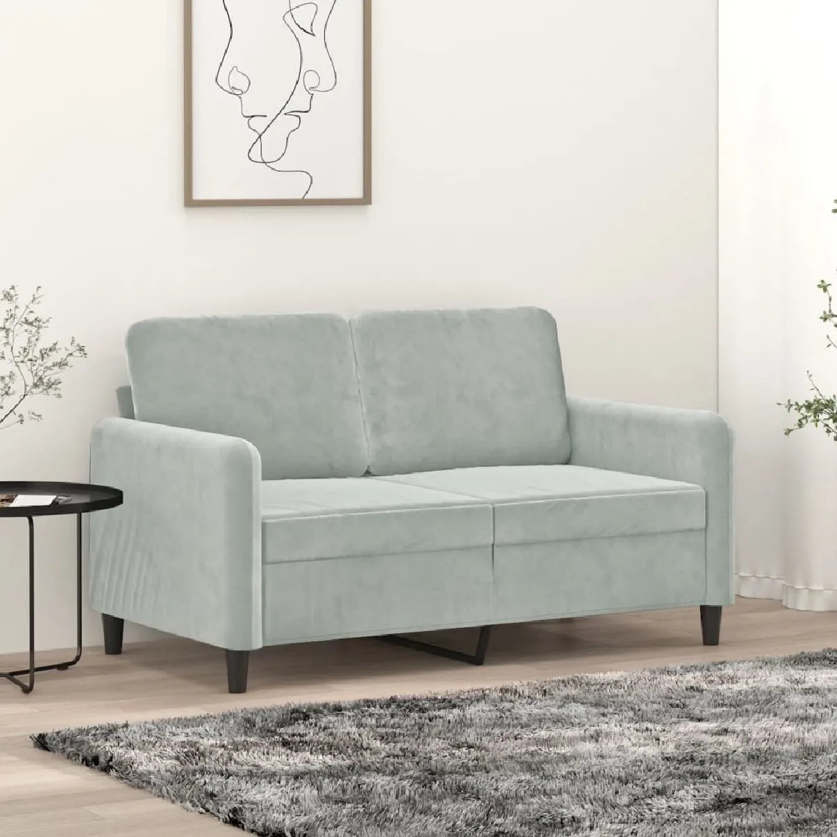 Maison Chic Canapé à 2 places,Sofa de Salon,Canapé droit Gris clair 120 cm Velours -GKD842230