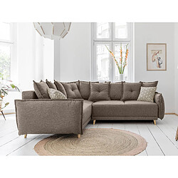 Bestmobilier Lena - canapé d'angle convertible - avec coffre - style scandinave - 5 places - gauche