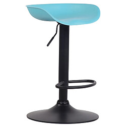 Decoshop26 Tabouret de bar assise réglable en hauteur et pivotant en plastique bleu pieds tulipe en métal noir mat avec repose-pieds TDB10249