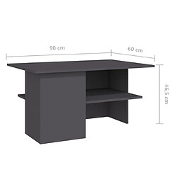 vidaXL Table basse Gris 90x60x46,5 cm Aggloméré pas cher