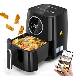 Aigostar Odin Smart - Friteuse à air chaud connectée Wifi, 0% BPA. 1400W, capacité de 4.5L. 8 menus préprogrammés + mode manuel. 