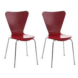 Decoshop26 Lot de 2 chaises de séjour bureau en bois rouge et métal CDS10006