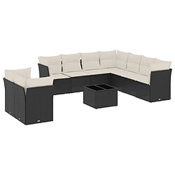 Maison Chic Salon de jardin 10 pcs avec coussins, Ensemble Tables et chaises d'extérieur noir résine tressée -GKD304085