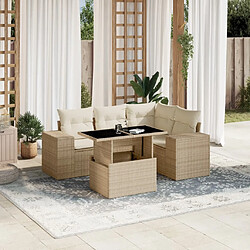 vidaXL Salon de jardin avec coussins 5 pcs beige résine tressée 