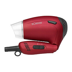 Sèche-Cheveux de voyage 2 vitesses 2 temp Poignée pliable diffuseur rouge, 1300, Rouge, Bomann, HTD 8005 CB