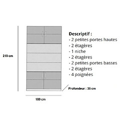 Inside 75 Armoire de rangement niche centrale, 4 portes largeur 100 cm coloris gris graphite mat