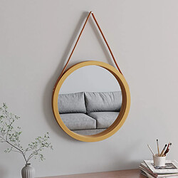 vidaXL Miroir mural avec sangle Doré Ø 55 cm