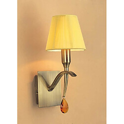 Luminaire Center Applique murale Siena avec interrupteur 1 Ampoule E14, laiton antique avec Abat jour ambre cristal Coloris : laiton antique Coloris de l'abat jour : crème ambré Largeur en Cm : 10 Hauteur en Cm : 30 Profondeur en Cm : 20 Poids en Kilos : 0,90 Type d'ampoule