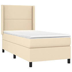 Avis Maison Chic Structures de lit + matelas,Lit à sommier tapissier avec matelas Crème 100x200 cm Tissu -MN74080