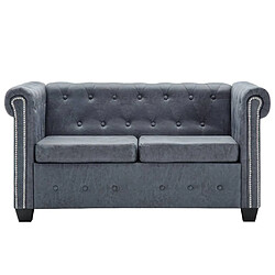 vidaXL Canapé Chesterfield à 2 places Faux cuir suédé Gris