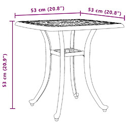 vidaXL Table de jardin bronze 53x53x53 cm aluminium coulé pas cher