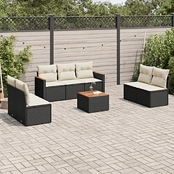 Maison Chic Ensemble Tables et chaises d'extérieur 8 pcs avec coussins,Salon de jardin noir résine tressée -GKD639817